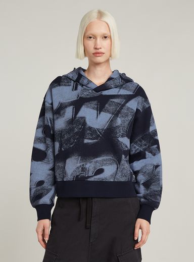 Sprayed Letters Loose Hooded Sweater